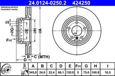 ATE Bremsscheibe 24.0124-0250.2 f�r BMW