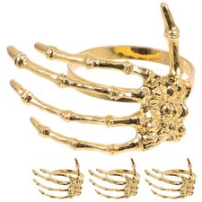 Set of 4 Ghost Hand Napkin Rings Gold Metal Halloween Party Decoration