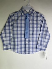 Van Heusen Boys Size 5 Plaid Long Sleeve Button Front Dress Shirt and Tie Set