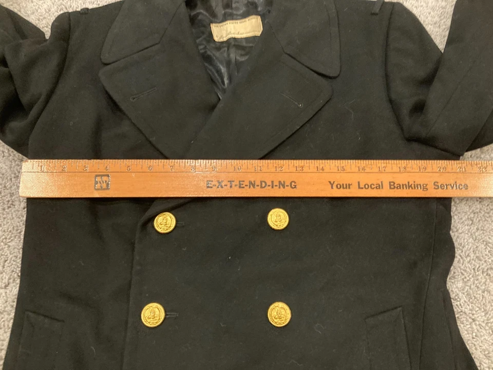 Black Navy Wool Great Coat - Winter Trench Naval Military Full Length Mens - Image 3 of 4