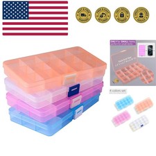 15 Girds Bead Organizer4 Pack, Earring Organizer Box, SMALL Plastic Container...