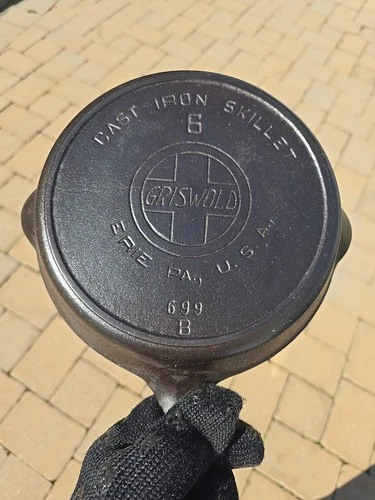 Antique Griswold No 6 Cast Iron Skillet Slant Logo 699 Restored FLAT NO SPIN