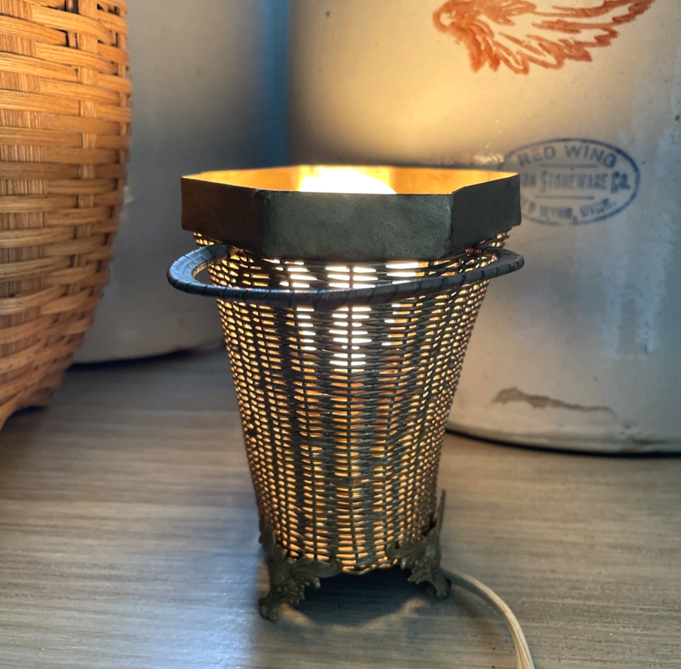 Antique VTG Art Deco Wire Basket Lamp Base Only 1920s | eBay