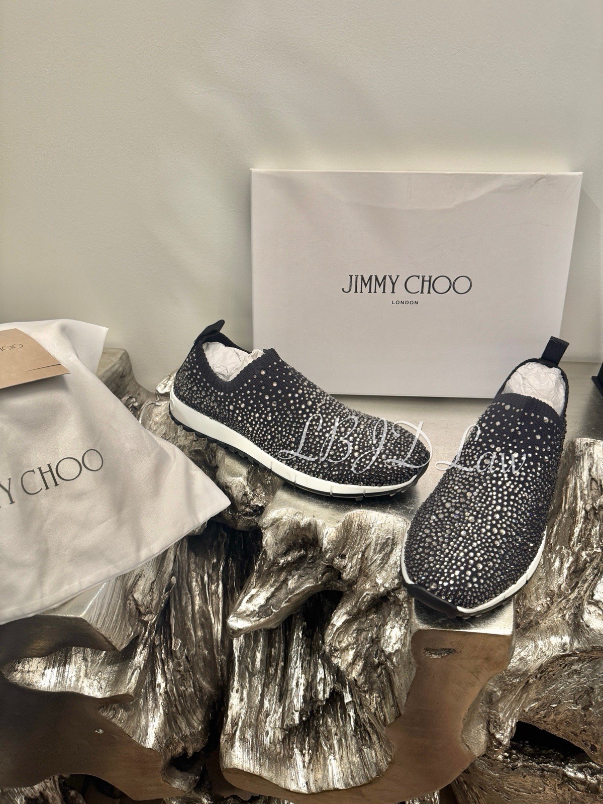 JIMMY CHOO Verona Crystal  stretch-knit slip-on sneakers 39 $1,995 Rhinestone image 6
