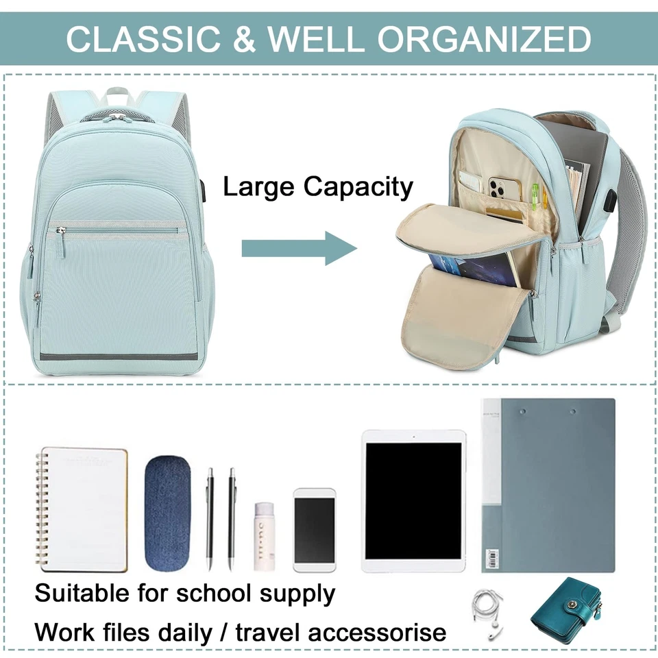 Mochila para mujeres 15,6 pulgadas portátil bolsa para libros mochila escolar universitaria niñas Sch... Foto 3 de 4