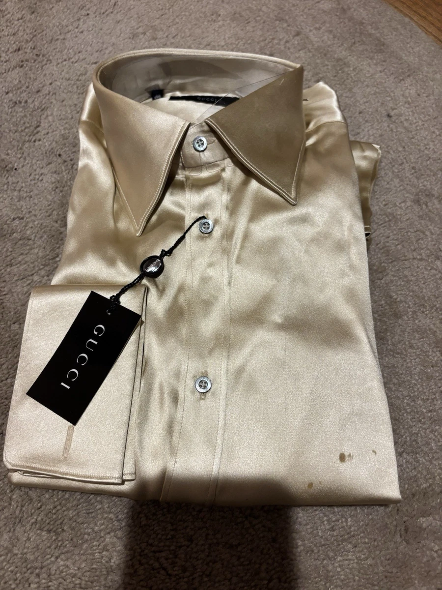champagne dress shirts for men PJ PAUL JONES Mens Satin Silk Dress Shirts Party Disco Party Costume Gold S Fashion NOT US/EUR Size Champagne Silk Shirts Mens Long