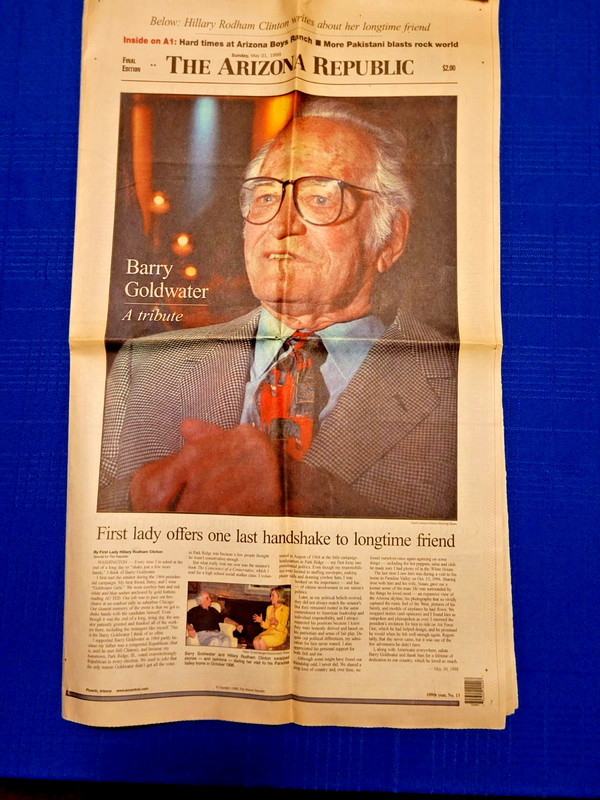 Barry Goldwater Death Issue, Arizona Republic newspaper, 5-31-98