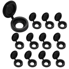 100 Black Plastic Hinged Screw Covers with Fold Snap Caps 6mm, 