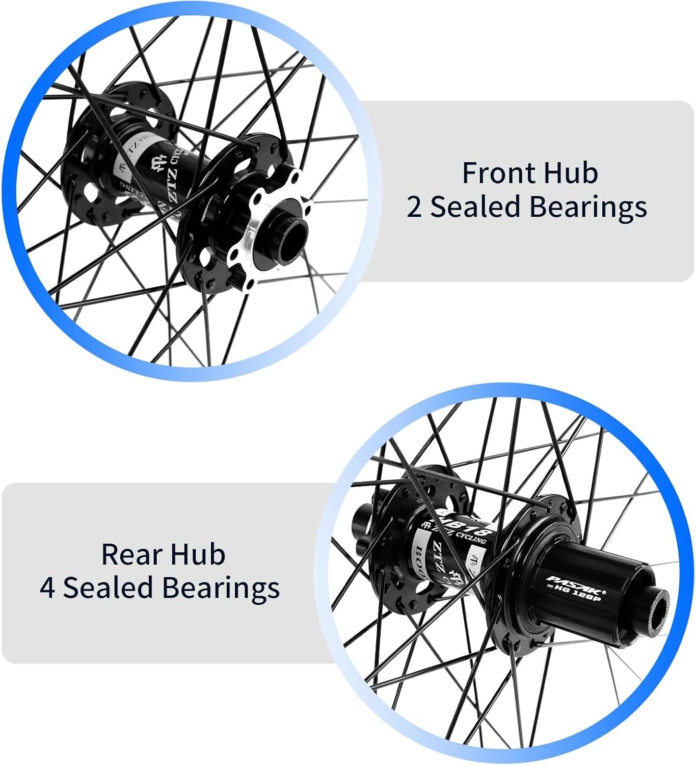 ZTZ 27.5"/29" Thru Axle Boost Mountain Bike Wheelset，Strength XC Bike Wheels