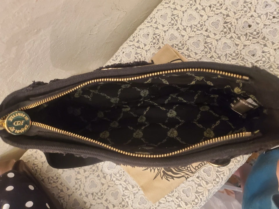 Винтажный y2k новый с Ярлыками ED HARDY черный 100% хлопок через плечо сумочка - Изображение 3 из 3