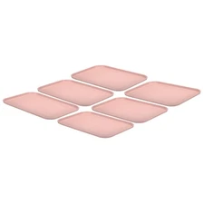 6Pcs Plastic Fast Food Serving Tray 12.2" x 8.9" Pink