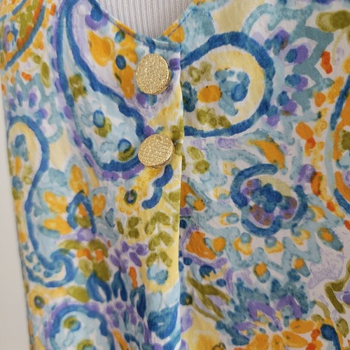 Floral & Ivy Blue Multicolor Paisley Print Tank Top Blouse Lightweight Size M - Picture 5 of 10