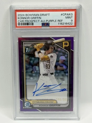 2024 Bowman Draft Chrome Auto Konnor Griffin Purple /250 PSA 9 RC Pirates