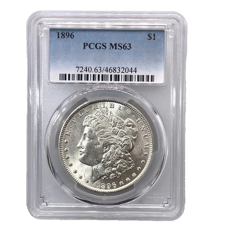 Dólar de plata Morgan 1896-P $1 graduación profesional MS63 envío gratuito EE. UU. Foto 3 de 4