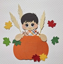 Pumpkin Boy Black Hair. Scrapbook, Card Making Paper Piecing