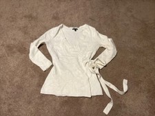 J Crew Mercantile Small Cream Wrap Sweater Long Sleeve wool blend