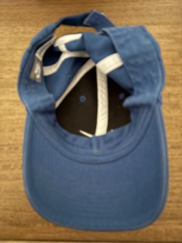 NIKE Navy Blue & White Swoosh Logo Adjustable Strapback Baseball Hat Pre-owned - Picture 3 of 7