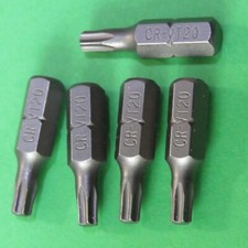 TORX  STAR T20  X 5 SCREWDRIVER BITS CHROME VANADIUM STEEL 1/4" HEX  25MM