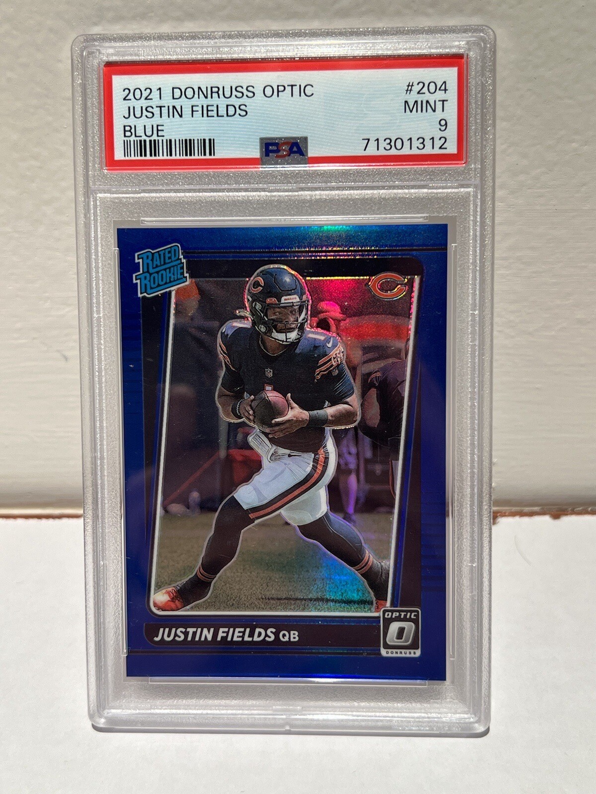 JUSTIN FIELDS 2021 DONRUSS OPTIC #204 PSA 9 RATED ROOKIE BLUE PRIZM #/179