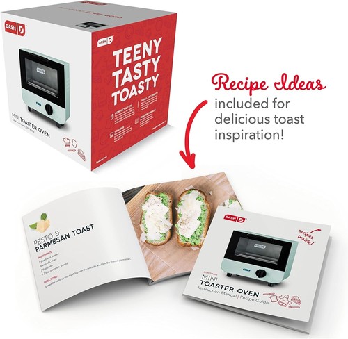 DASH Mini Toaster Oven Cooker w/ Tray & Rack, Auto Shut-Off - Aqua - 第 6/6 張圖片