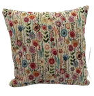Kew Gardens Cushion Cover, Luxury Floral Tapestry, Natural, Black, Free Doorstop