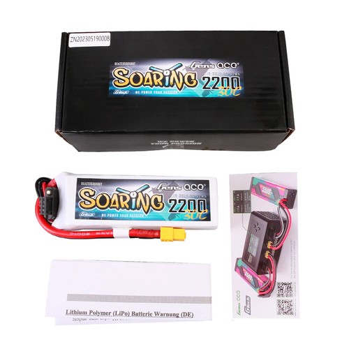 2X Gens Ace G-Tech Soaring 2200mAh 11.1V 30C 3S Lipo Akku Mit XT60 Stecker New - Bild 6 von 6
