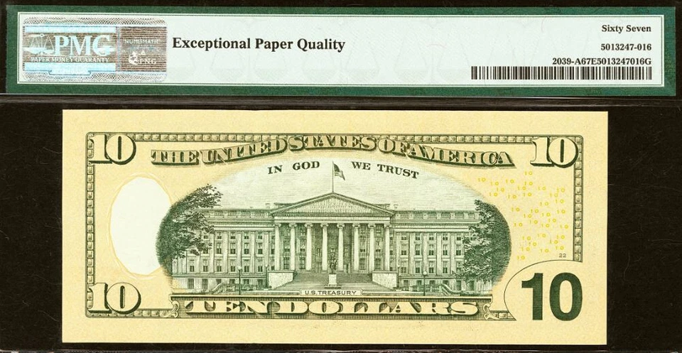 2004A $10 Federal Reserve Note PMG 67EPQ - Binary Serial Number - 00110001 - Image 3 of 3