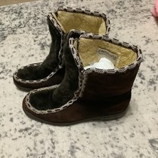 Snowland Sherpa Winter Boots Womens Sz 8 Ski Snow Faux Fur Vtg 70s USA MADE