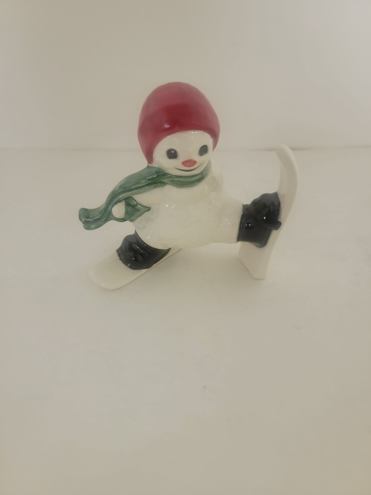 Vintage GOEBEL Figurine West Germany Snow Little Boy Skiing Green Scarf Winter