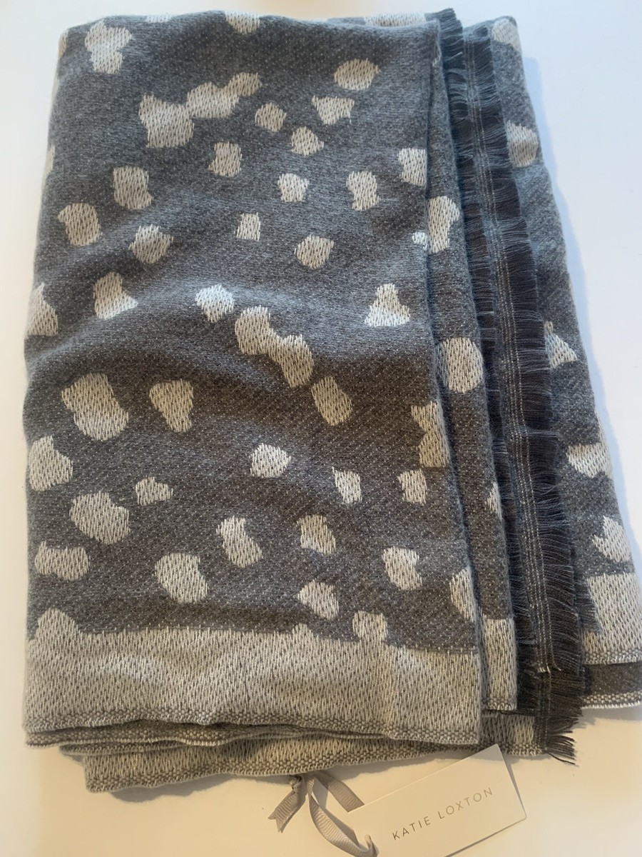 Katie Loxton Large Leopard Print Blanket Scarf Grey Mix 190x75cm