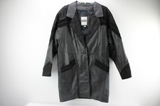 Vintage COMINT Women's Leather Black Jacket Size M Medium Paisley Pattern