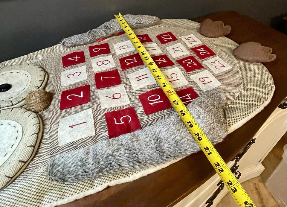 Christmas Holiday Fabric & Plush Owl Countdown Advent Calendar VERY LARGE - Image 4 of 4