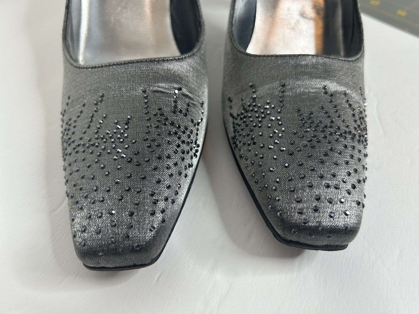 STUART WEITZMAN Silver Square Toe Embellished Hee… - image 9