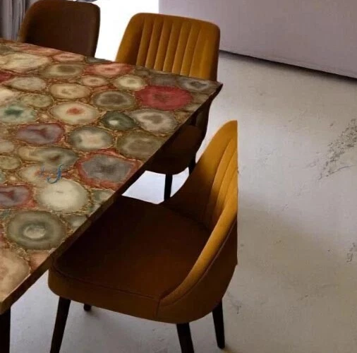 Mixed Color Agate Coffee Table – Natural Gemstone Top, Luxury Crystal Accent art - Image 4 of 4