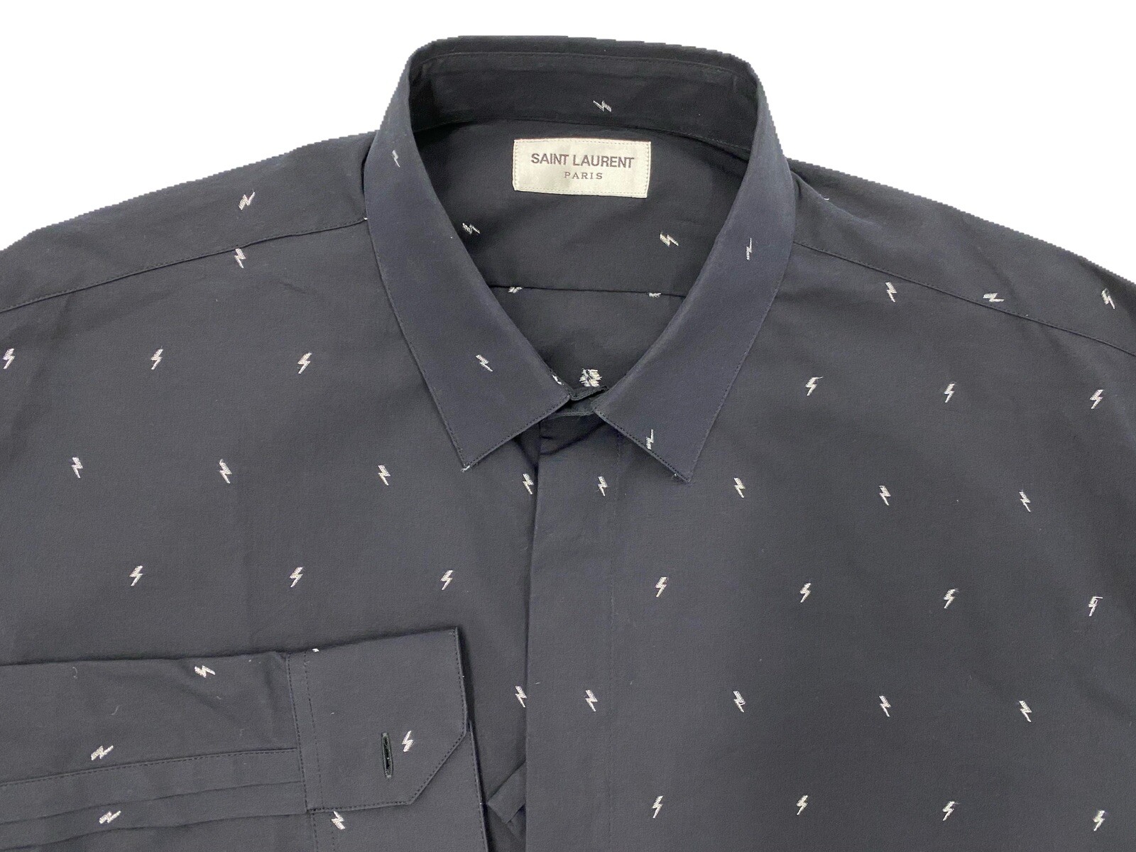 Camicia Saint Laurent $900 nera cotone argento illuminazione taglia XXL Made in Italy