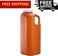 Large Male Urinal with Leak Proof Screw Cap Lid (3000 mL or 101 oz.) Amber Color