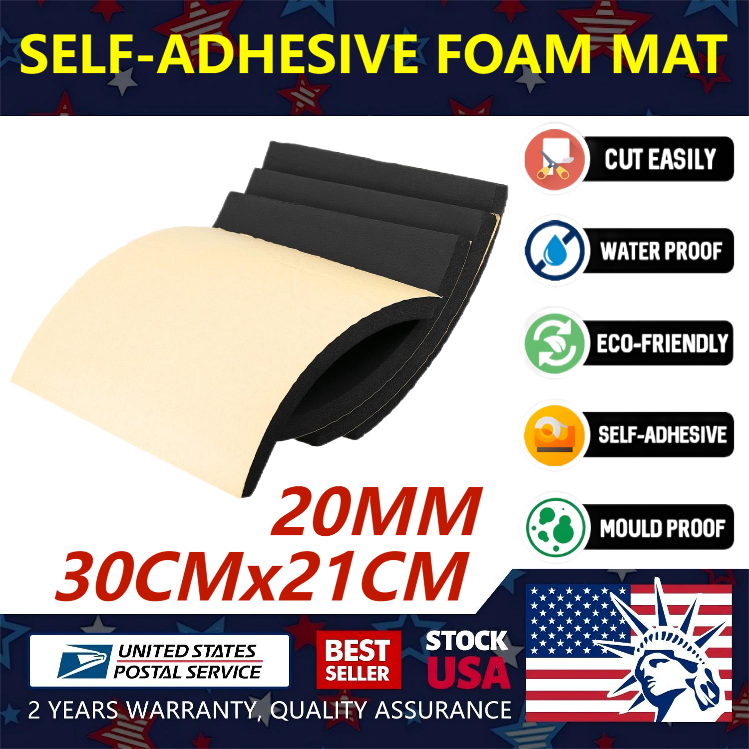 20MM Soundproofing Insulating Foam for Car Van Self Adhesive Deadener Cotton Mat