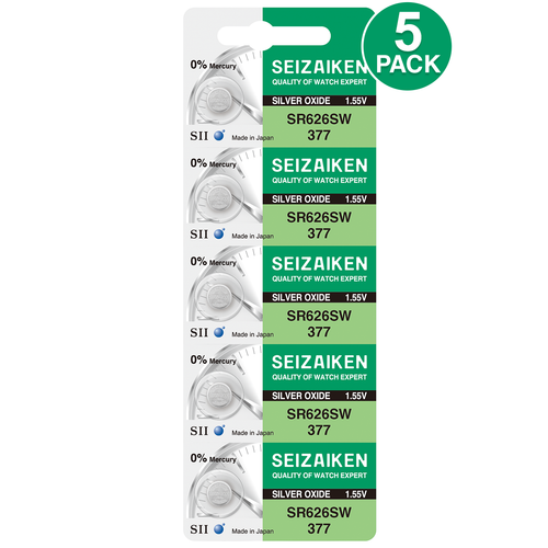 Seizaiken 377 SR626SW 1.55V 0%Hg Silver Oxide Watch Battery - Wholesale - Picture 10 of 20