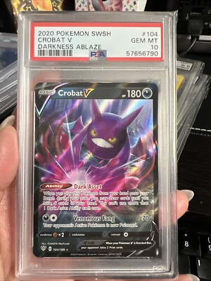 PSA 10 GEM MINT Crobat V 104/189 Darkness Ablaze Ultra Rare Holo