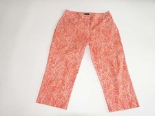 Talbots Women's Paisley Print Curvy Cropped Pants Size 14 Orange White High Rise