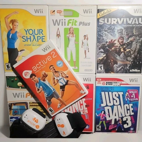 (7) Nintendo Wii Game Bundle LOT ×7 Games Just Dance 1 & 3, Wii Play, Survival,