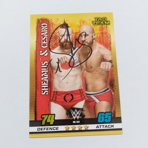 **SIGNED** 2017 Topps WWE Slam Attax 10th Edition - SHEAMUS - (& Cesaro) - Afbeelding 1 van 3