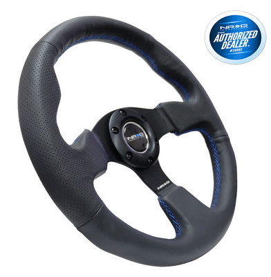 NRG Steering Wheel Race Leather with Blue Stitch 320mm Type-R Style RST-012R-BL