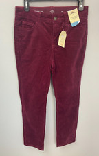 St John's Bay Ruby Red Straight Corduroy Pants Women's Size 6 Mid Rise