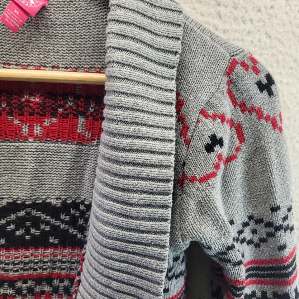 J. Khaki Open Cardigan Sweater Girls XL Gray Hearts Logo Long Sleeve Heavy - Image 3 of 4