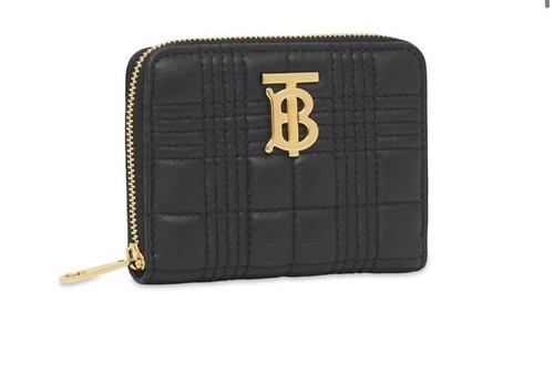 Burberry 100% AUTHENTIC  NEW  Quilted Leather Lola Zip Wallet  black 
