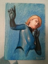 FANTASTIC 4 ORIGINAL ART SKETCH TRADING CARD BY CHARLES HALL PSC MINI PAINTING