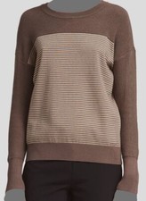 New 80 Dkny Women's Green Metallic Color-Blocked Striped Sweater Size XS
