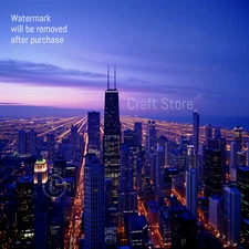 Digital Image Photo Wallpaper Desktop AI Art Sample, Chicago Dusk Dynamics art