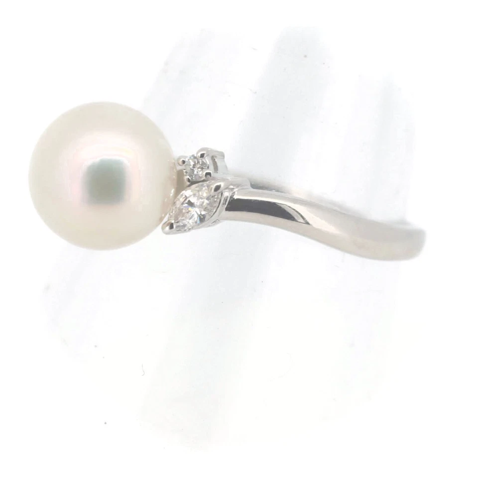 Anillo de diamantes con perlas Tasaki 8,6 mm 0,19 quilates 8,5 tamaño de EE. UU. PT900 (platino) Foto 2 de 4